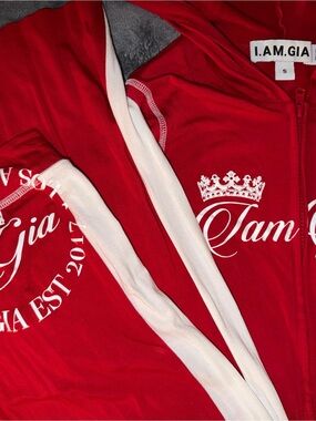 I.AM.GIA Kids Red and White Zip Hoodie Jacket